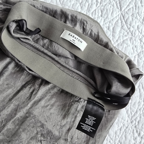 Aritzia Babaton Gunmetal Grey Midi Satin Slip Skirt - Picture 5 of 9